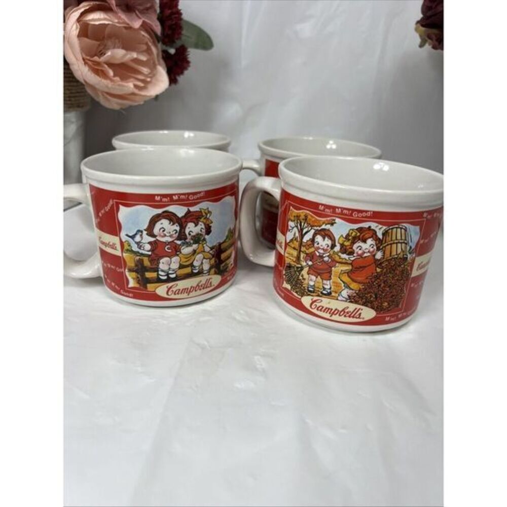 Set of 4 large ceramic Campbell's Soup Mugs‎